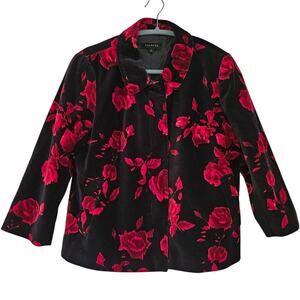 Womens Talbot Black/Red Velvet Blazer Lined Size 12